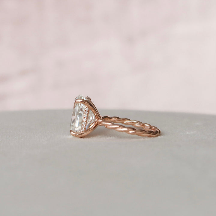 3.50CT Oval Cut Moissanite Solitaire Braided Diamond Engagement Ring