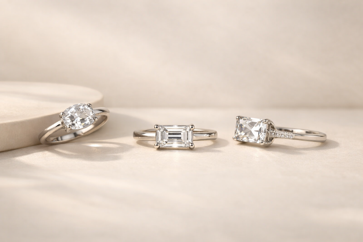 East West Set Moissanite engagement rings