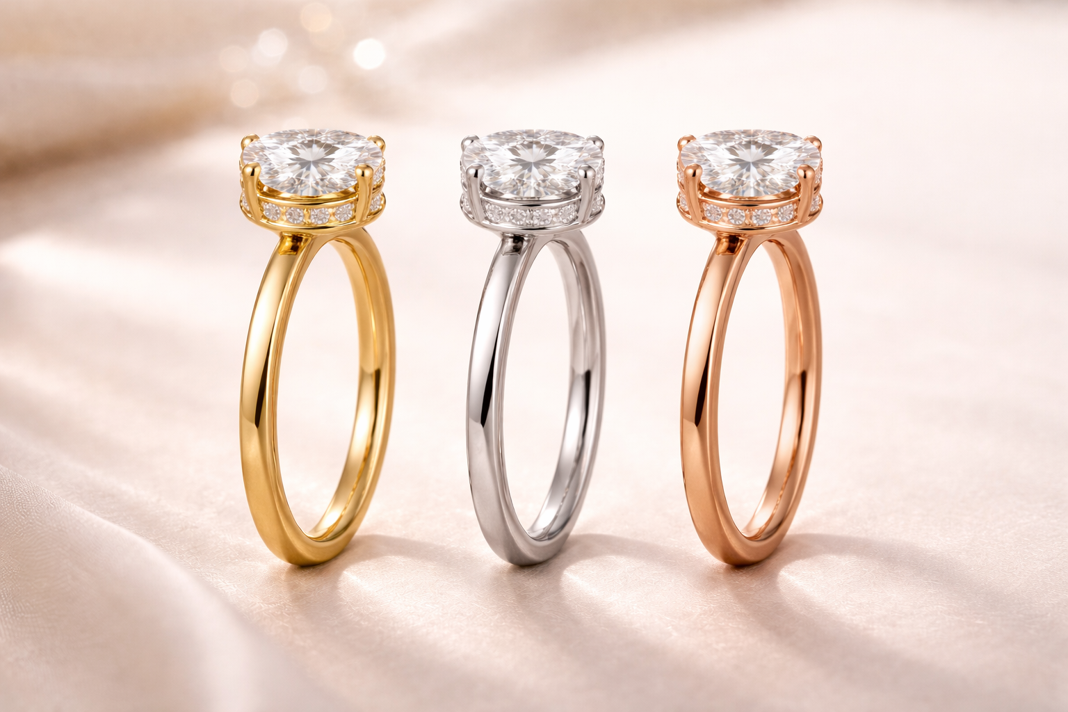 Hidden Halo Set Engagement Rings