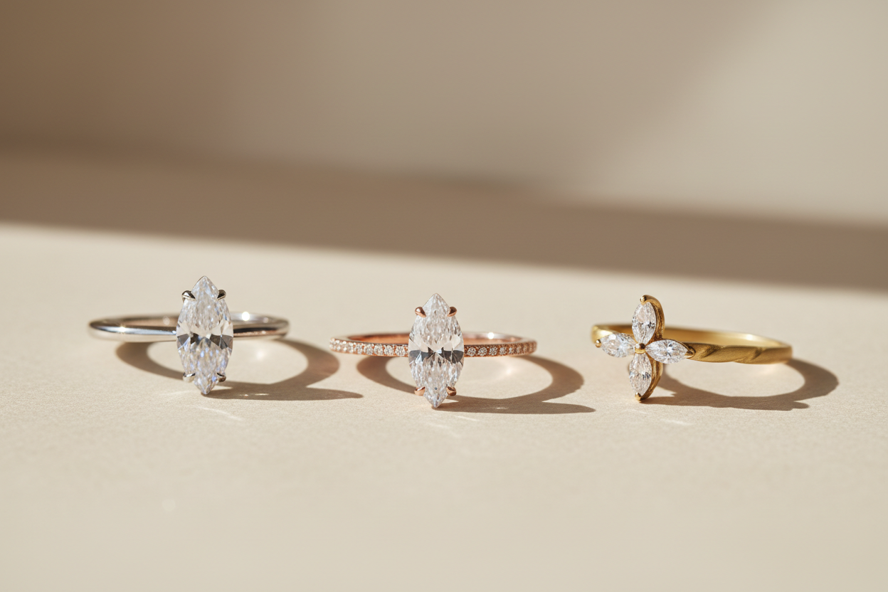 Marquise Cut Moissanite Engagement Rings