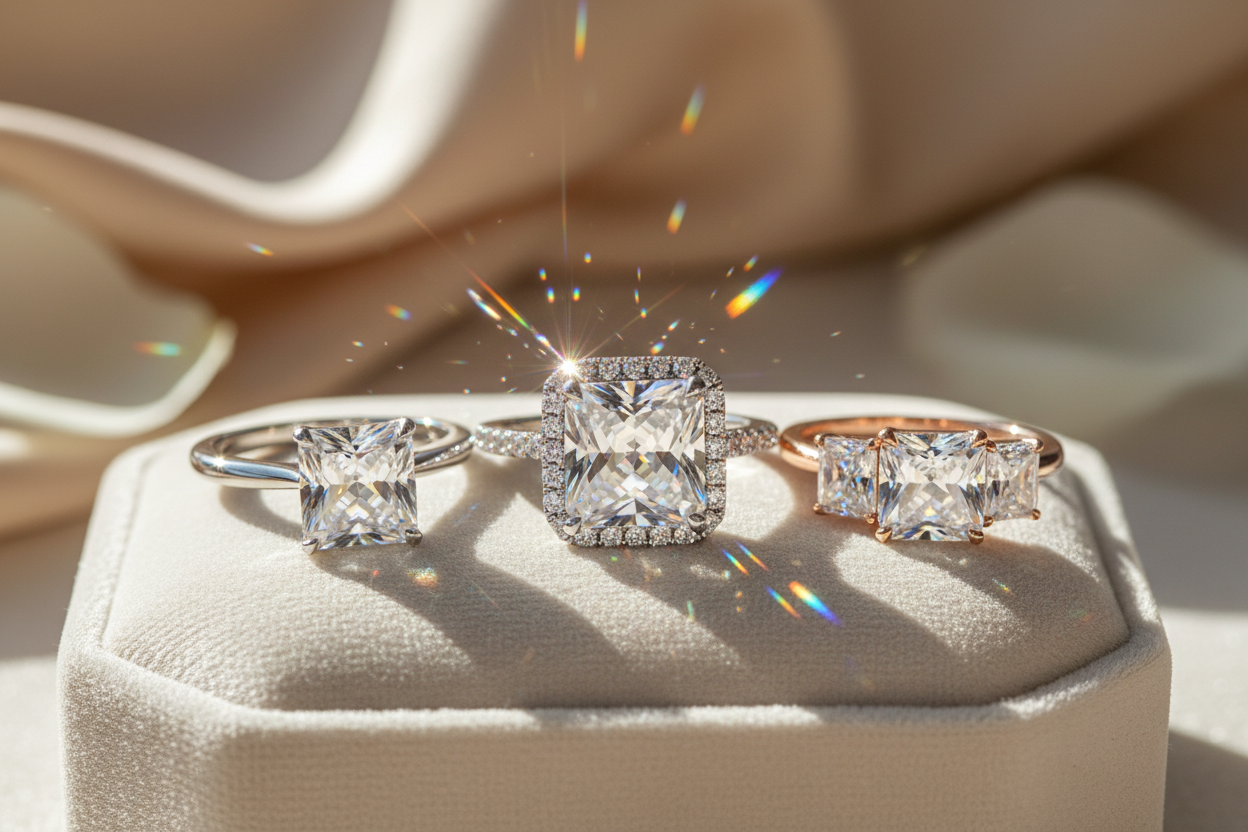 Princess Cut Moissanite Rings