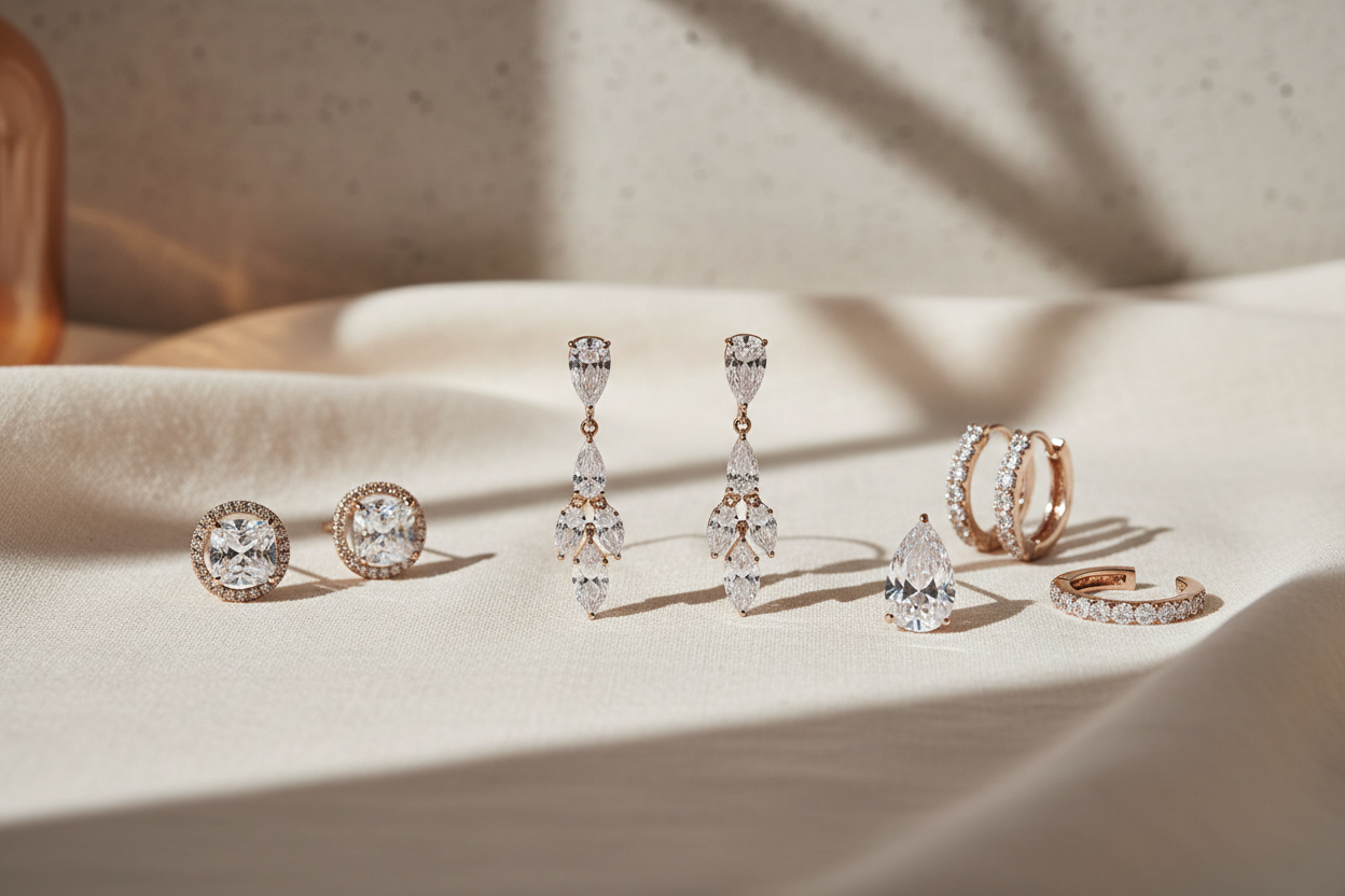 Moissanite and Lab grown diamond earrings