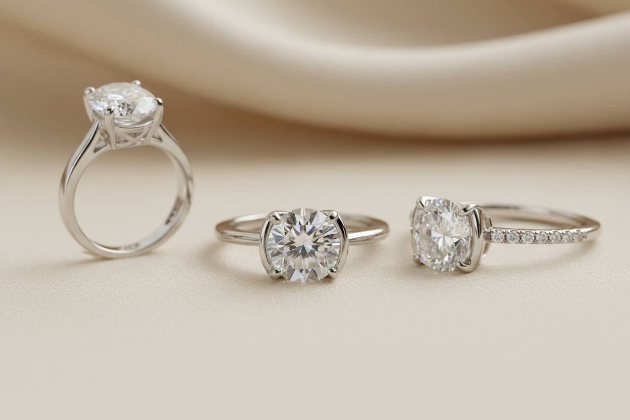 Half Bezel Setting Engagement Rings