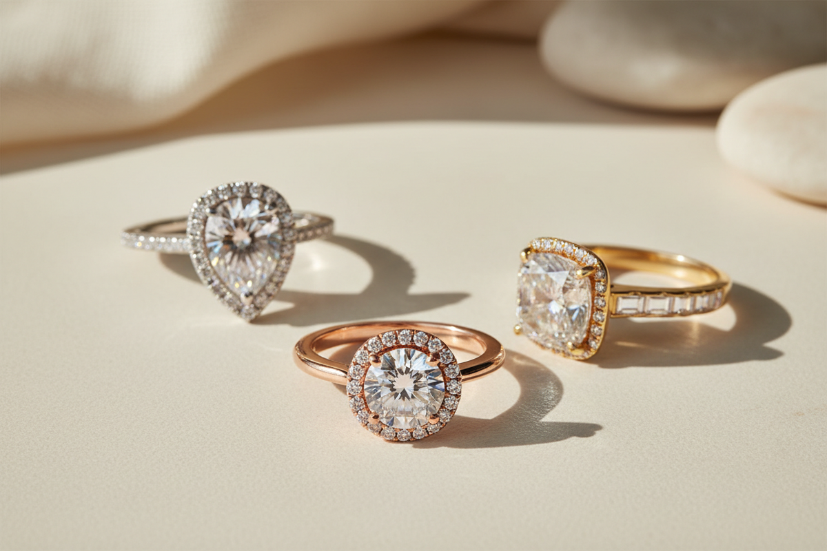 Biger Look Rings Halo Engagement Rings | Bigger Look & Max Sparkle | Moisora