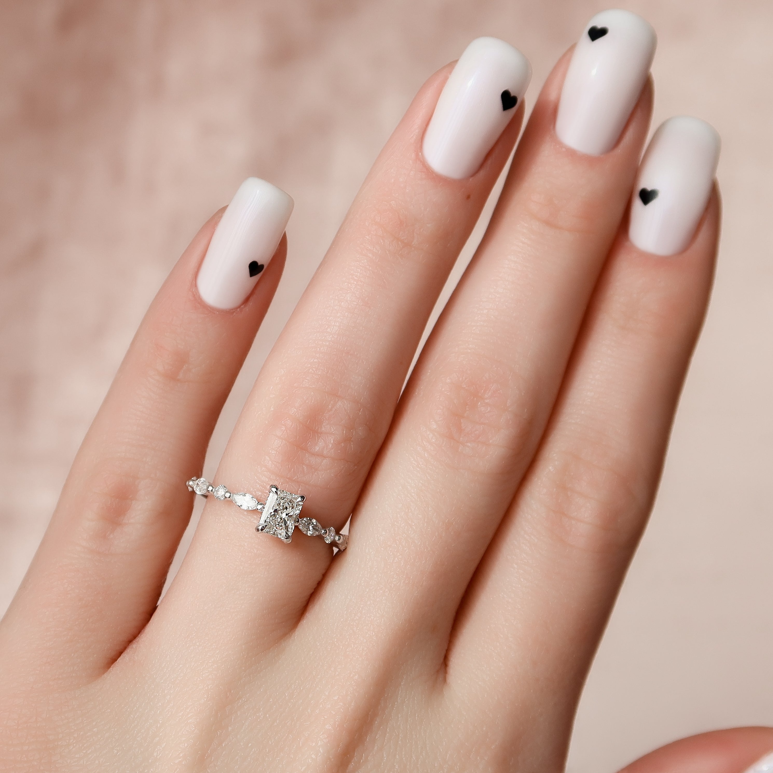 2.0 - 4.0  CT Radiant Cut CVD Diamond Hidden Halo & Pave Engagement Ring