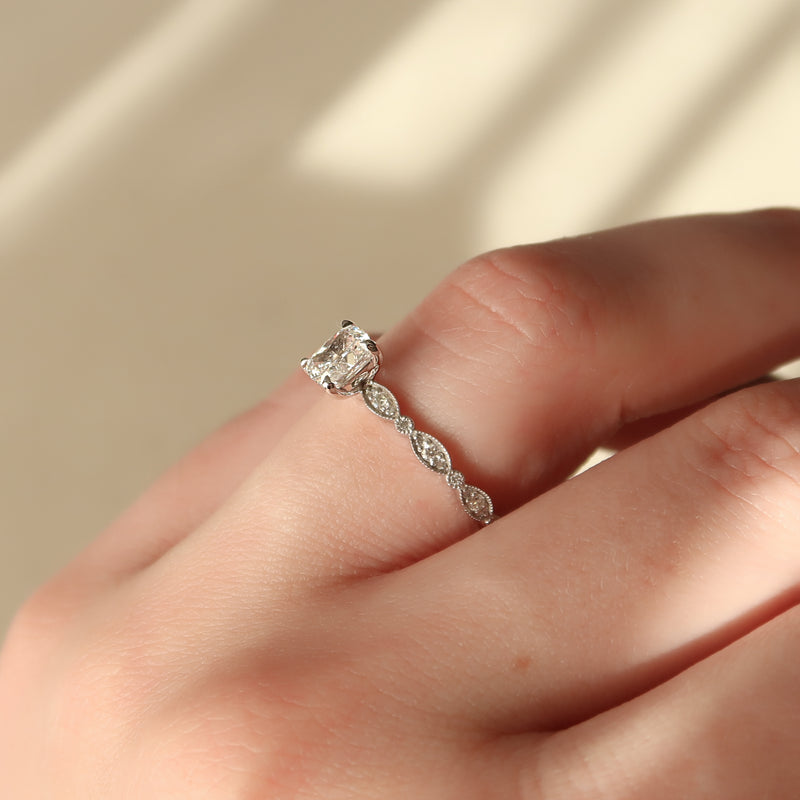 2.0 - 4.0 CT Elongated Cushion Cut CVD Diamond vintage Engagement Ring