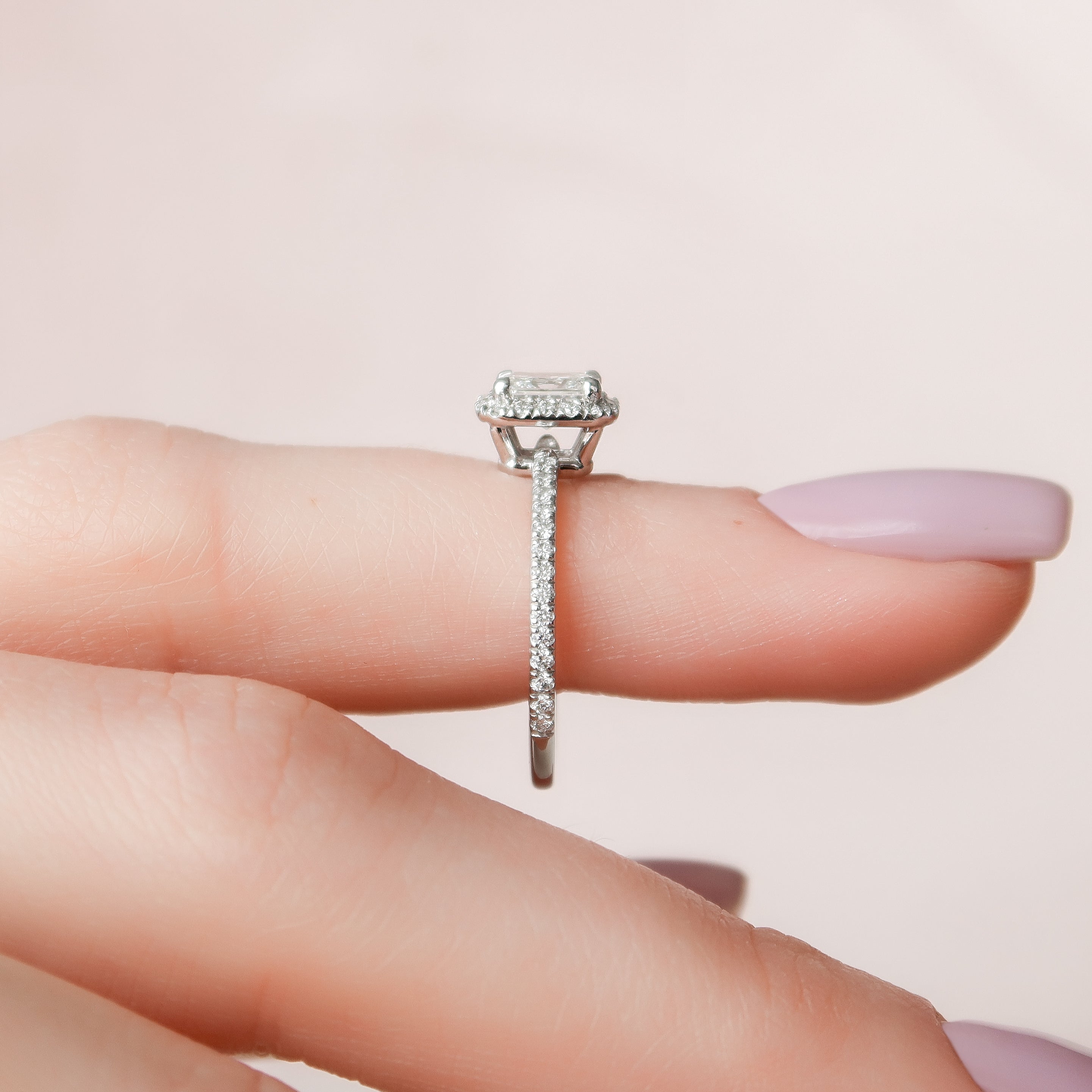 2.0 - 4.0  CT Radiant Cut CVD Diamond Halo & Pave Style Engagement Ring