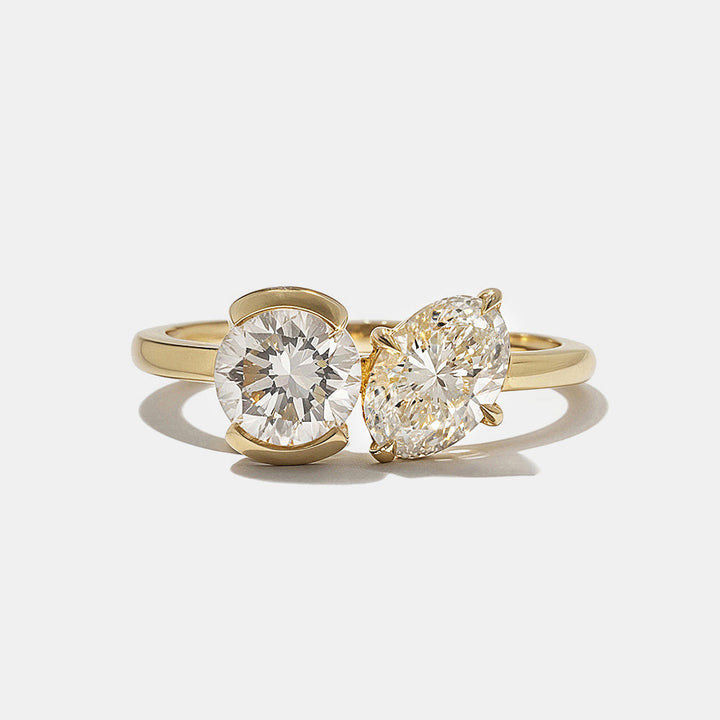 0.75CT-1.25CT Round and Oval Cut Diamond Toi et Moi Engagement Ring | Two Stone Ring