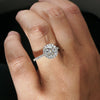 1.0 - 3.0 CT Round CVD Diamond Halo & Pave  Engagement Ring