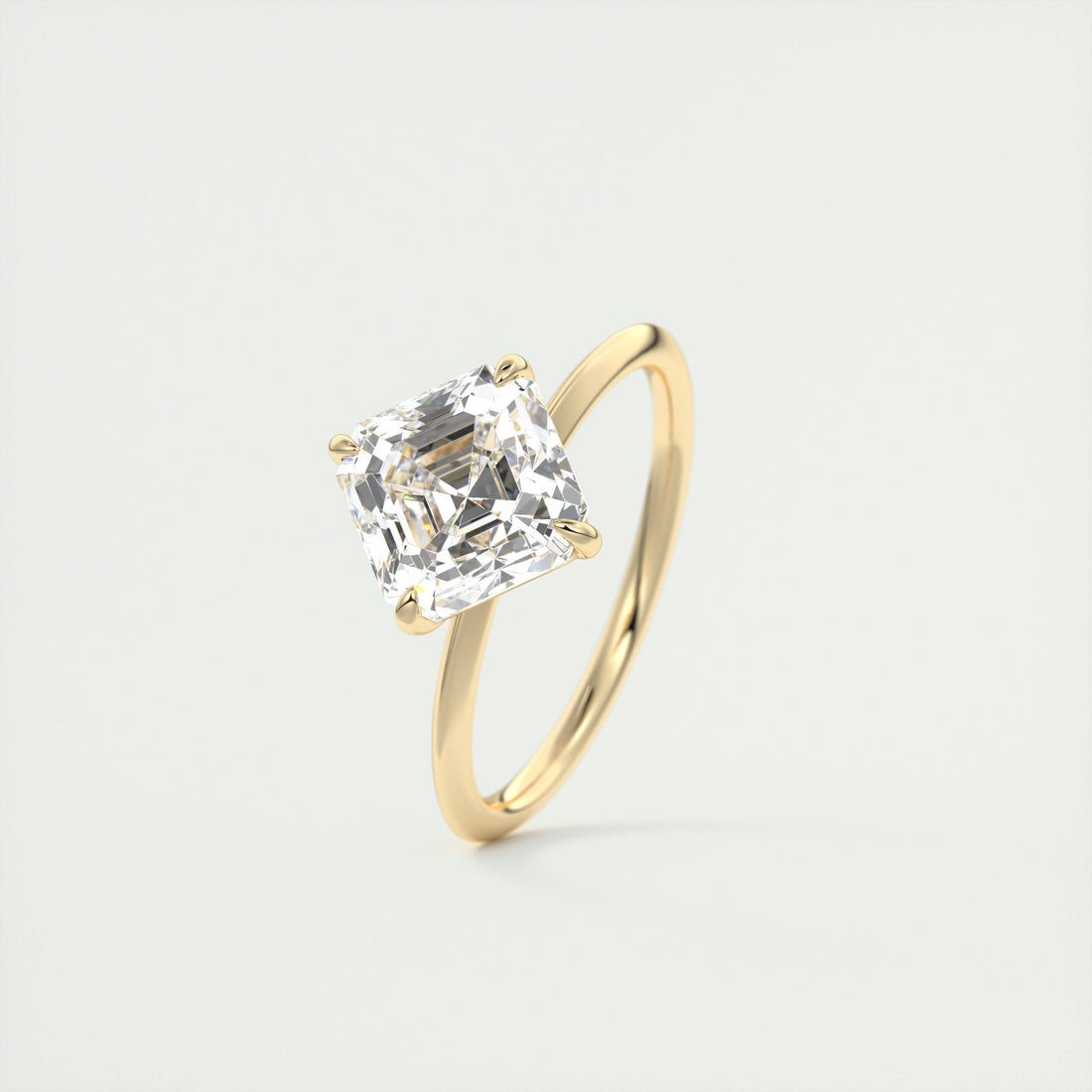 2CT Asscher Moissanite Solitaire Engagement Ring