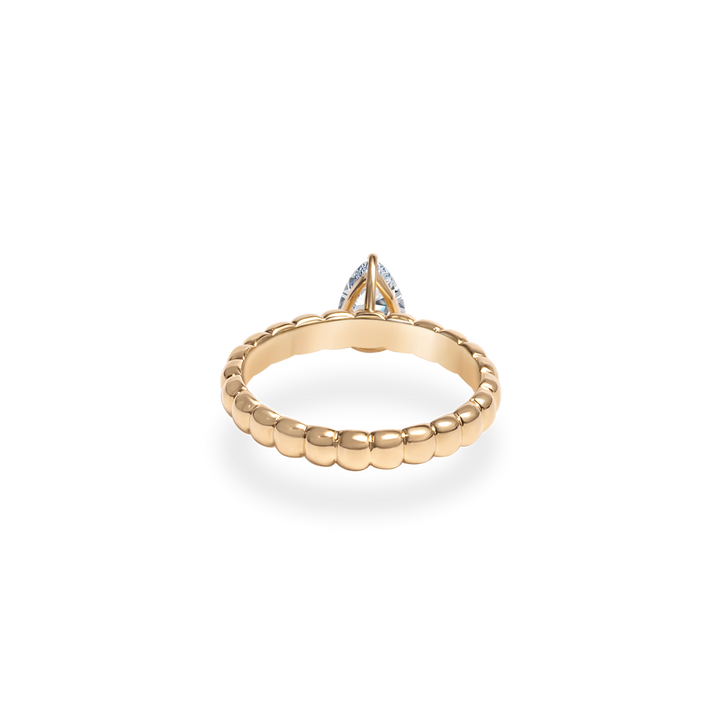 1.0CT-2.0CT Pear Cut Moissanite Diamond Puff Engagement Ring