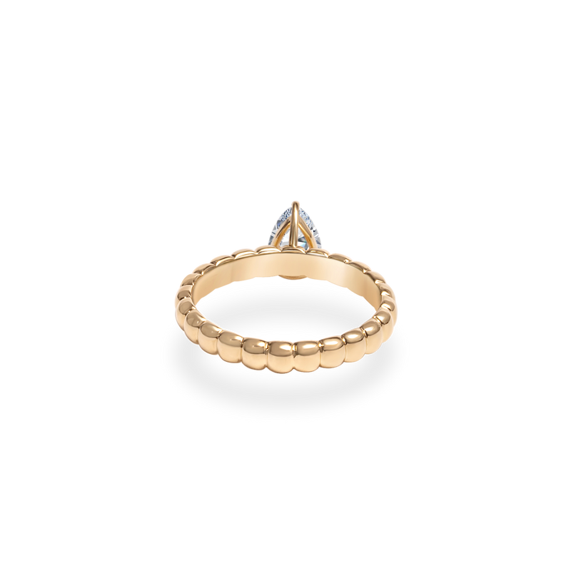 1.0CT-2.0CT Pear Cut Moissanite Diamond Puff Engagement Ring