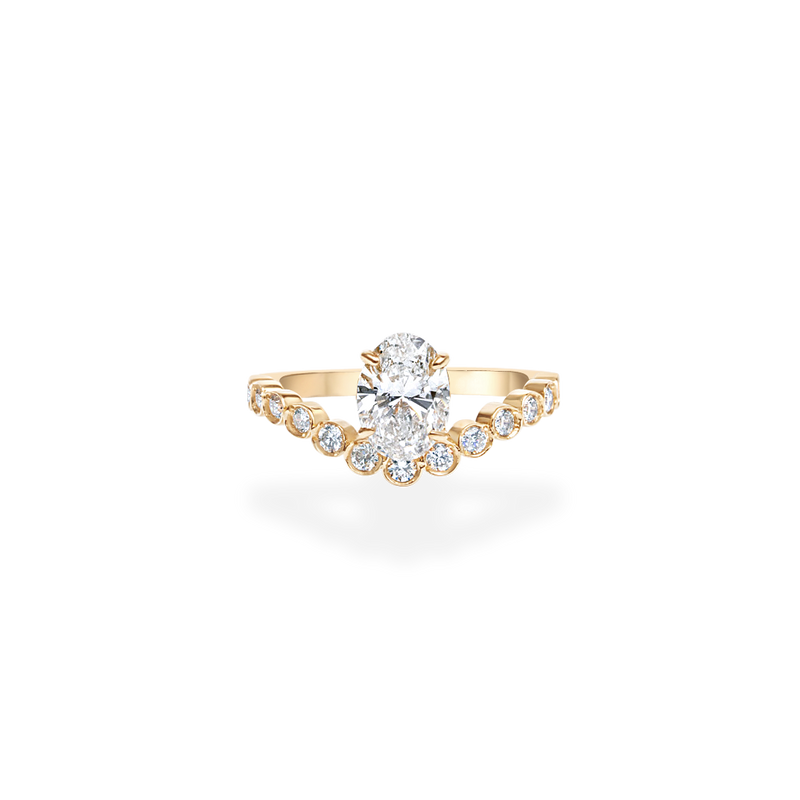 1.0CT-2.0CT Oval Cut Moissanite Diamond Bubble Engagement Ring