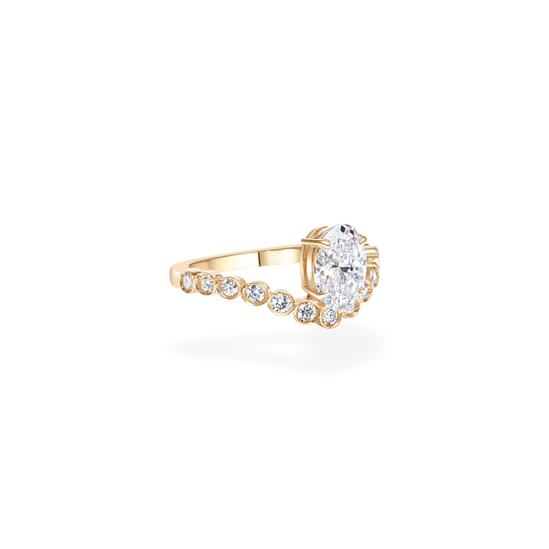 1.0CT-2.0CT Oval Cut Moissanite Diamond Bubble Engagement Ring