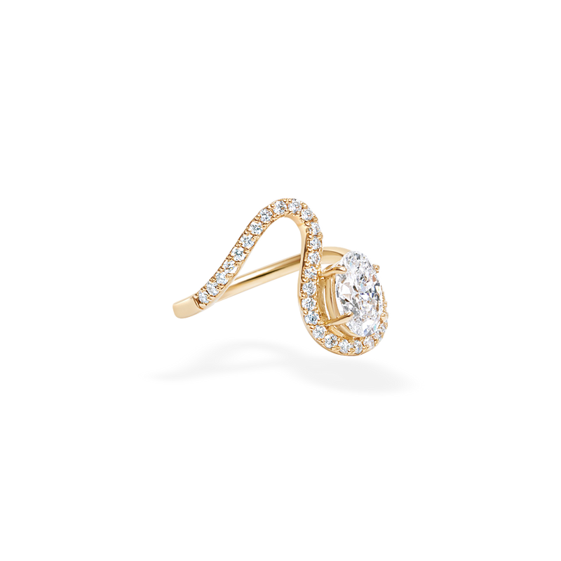 1.0CT-2.0CT Oval Cut Unique Wave Diamond Engagement Ring