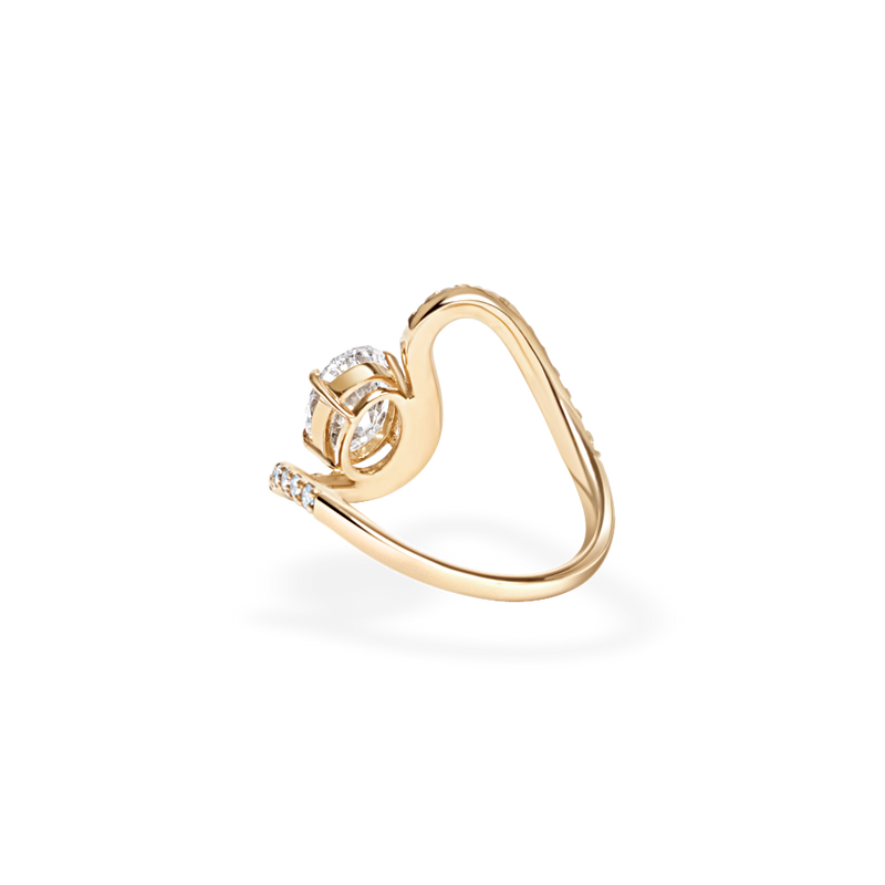 1.0CT-2.0CT Oval Cut Unique Wave Diamond Engagement Ring