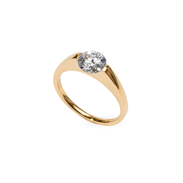 1.0CT-2.0CT Round Cut Moissanite Diamond Tension Set Engagement Ring