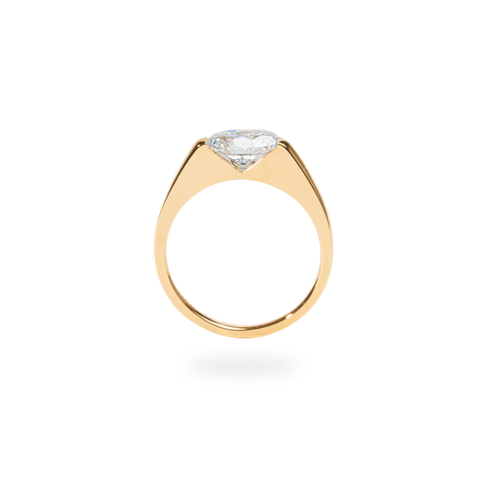 1.0CT-2.0CT East West Oval Cut Moissanite Diamond Thick Engagement Ring