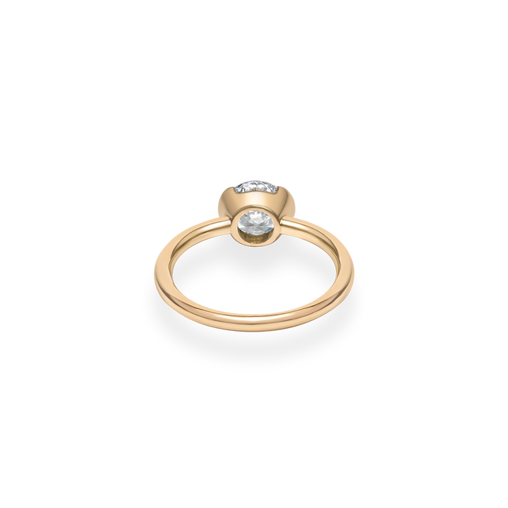 1.0CT-3.0CT Half Bezel Round Cut Moissanite Diamond Clamp Engagement Ring