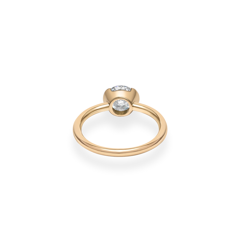 1.0CT-3.0CT Half Bezel Round Cut Moissanite Diamond Clamp Engagement Ring