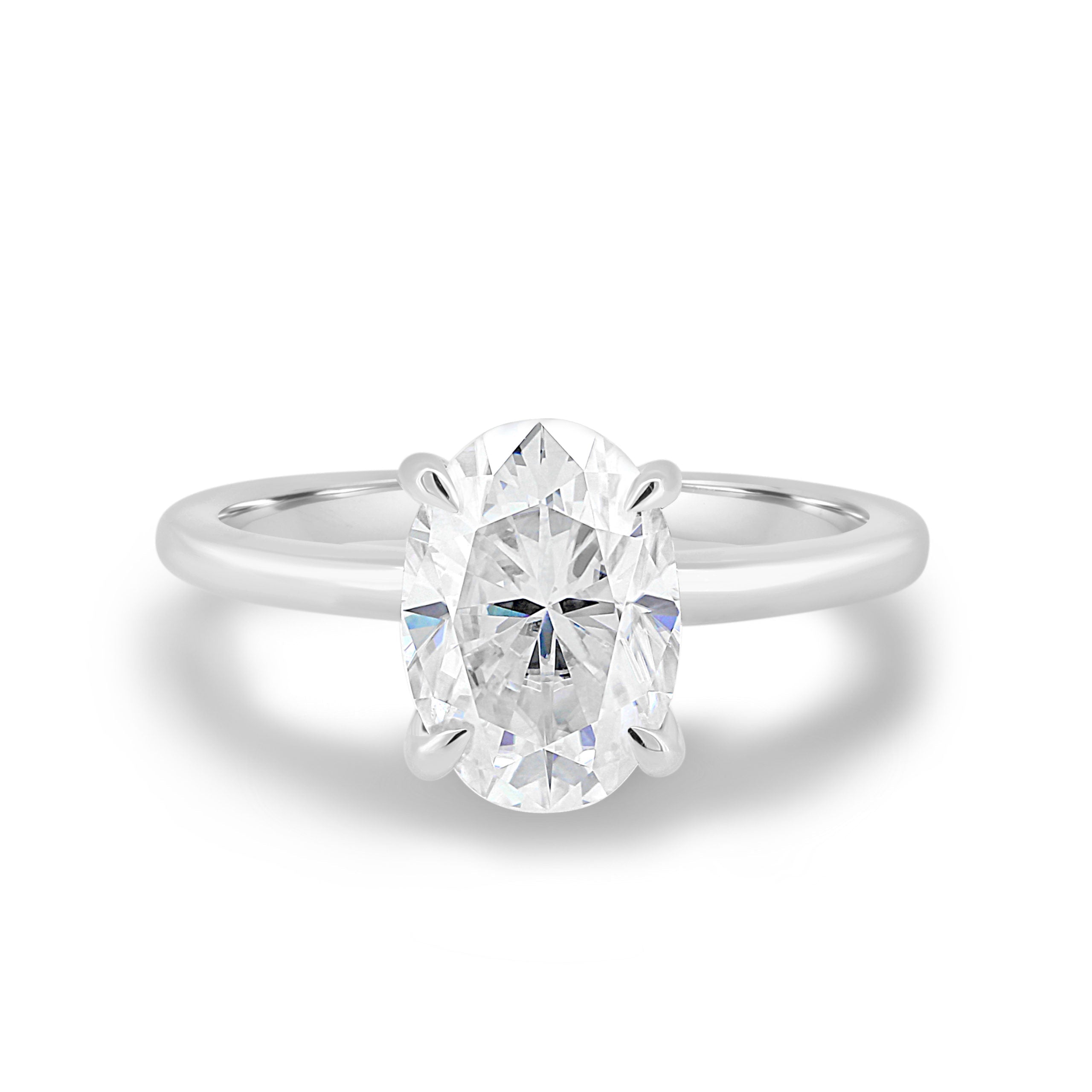 2.05CT Oval Cut Moissanite Hidden Halo Engagement Ring