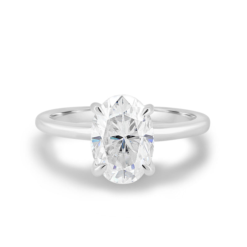 2.05CT Oval Cut Moissanite Hidden Halo Engagement Ring
