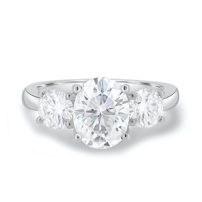 2.35CT Oval Cut Moissanite Three Stone Engagement Ring