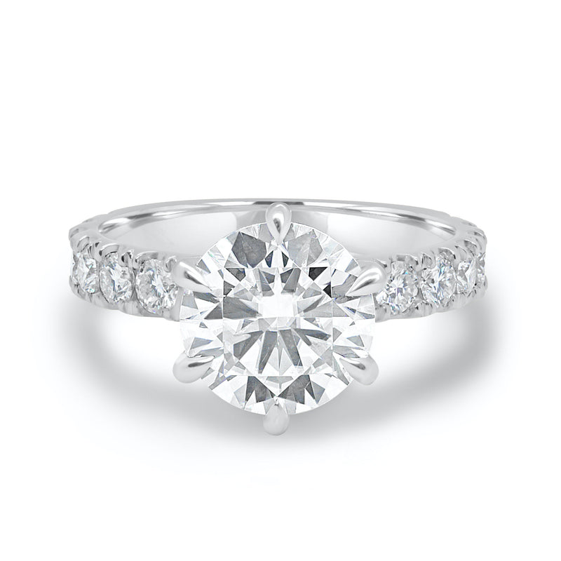 1.90CT Round Cut Moissanite Six Prong Engagement Ring in 14K Rose Gold