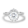 1.35CT Round Cut Halo Moissanite Engagement Ring in 14K White Gold