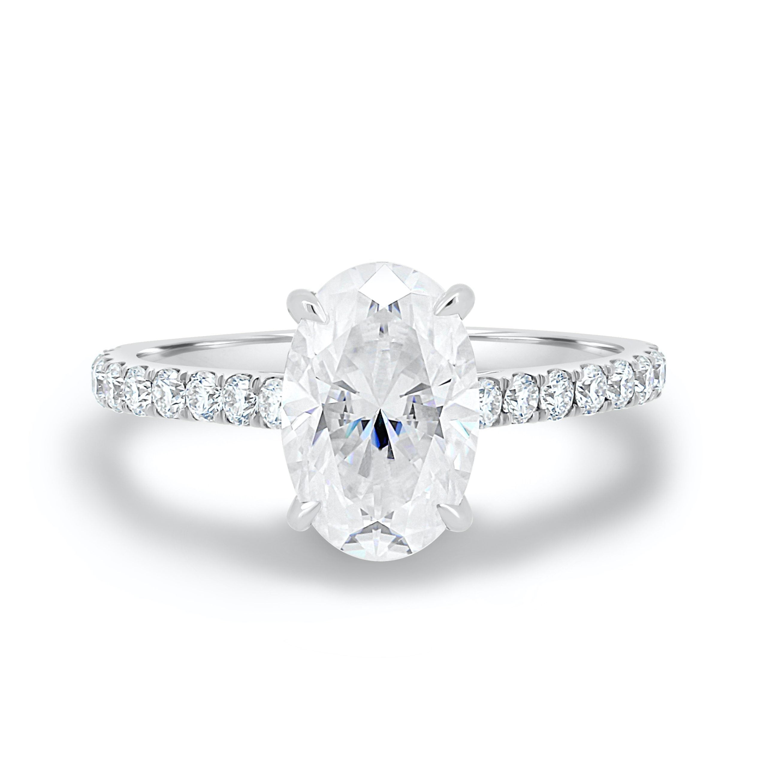 2.05CT Oval Cut Moissanite Hidden Halo Pave Setting Engagement Ring