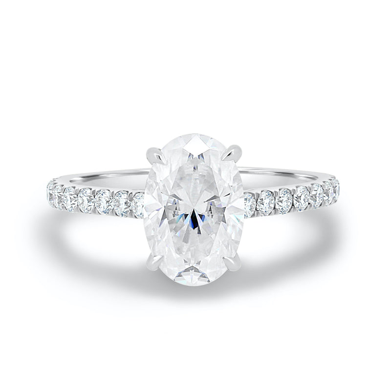 2.05CT Oval Cut Moissanite Hidden Halo Pave Setting Engagement Ring