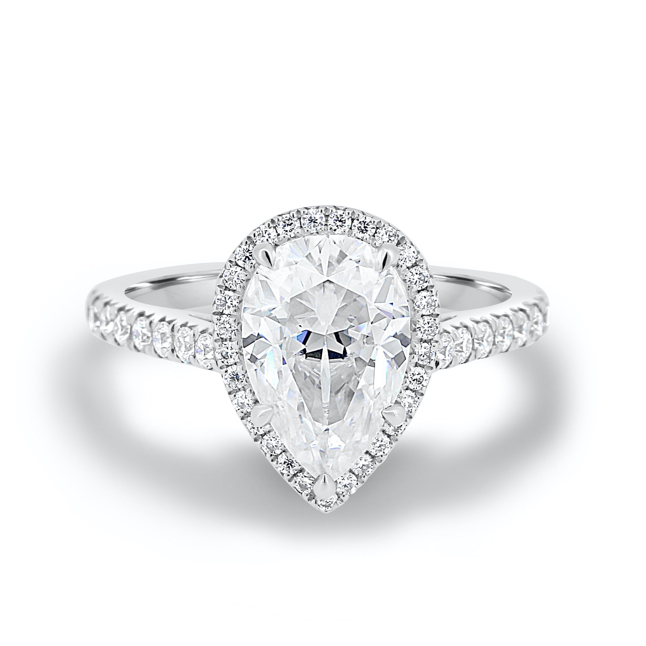 1.93CT Pear Cut Moissanite Halo Engagement Ring