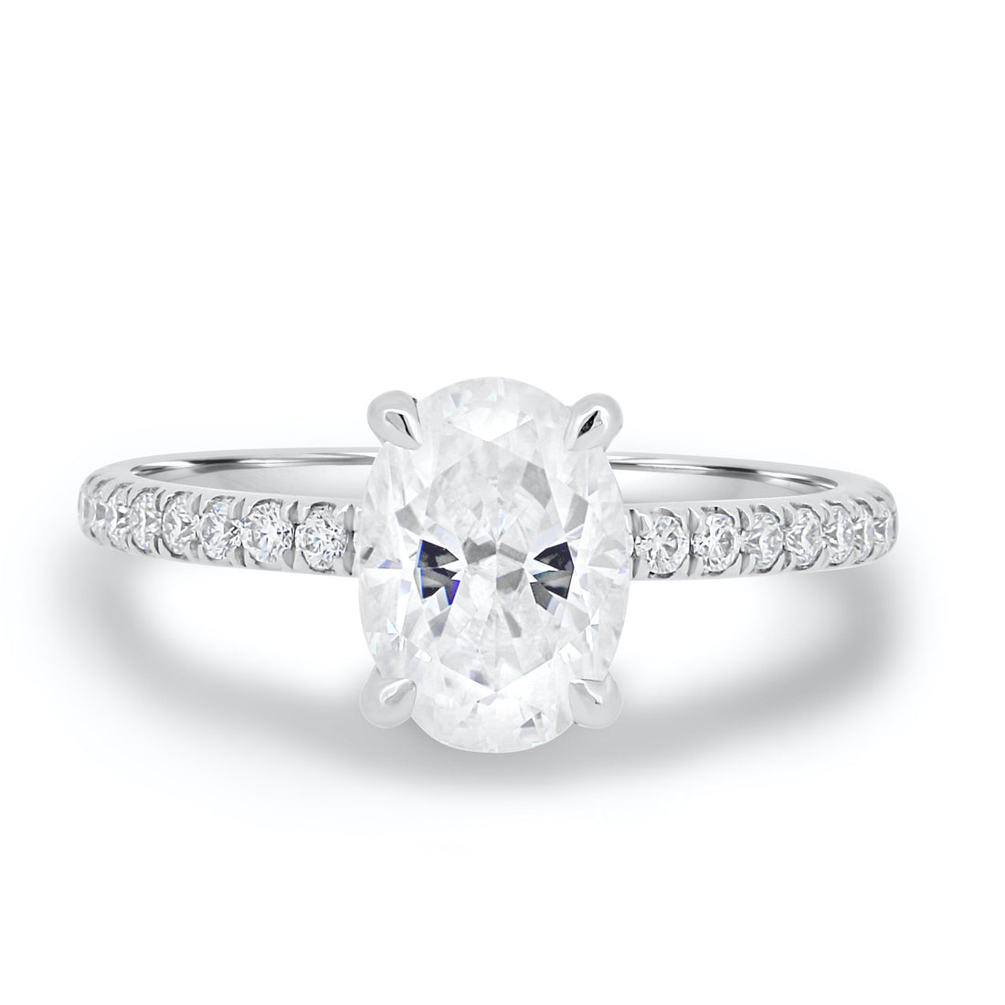 1.80 - 3.80 CT Oval Cut Moissanite Hidden Halo Engagement Ring