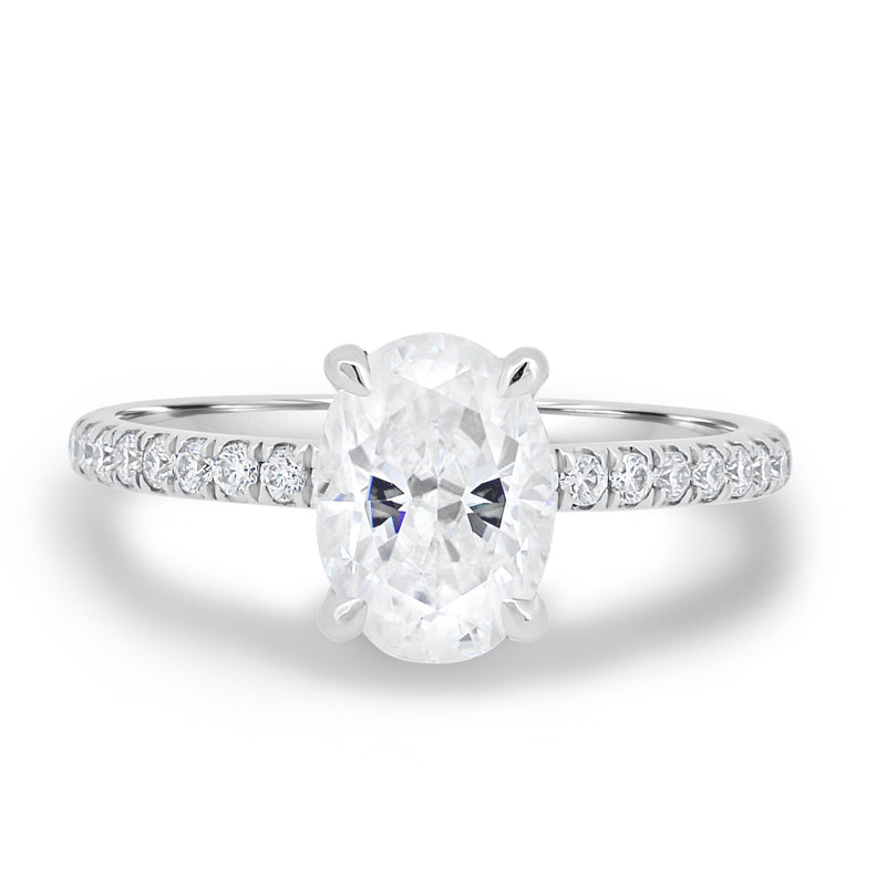 1.80 - 3.80 CT Oval Cut Moissanite Hidden Halo Engagement Ring
