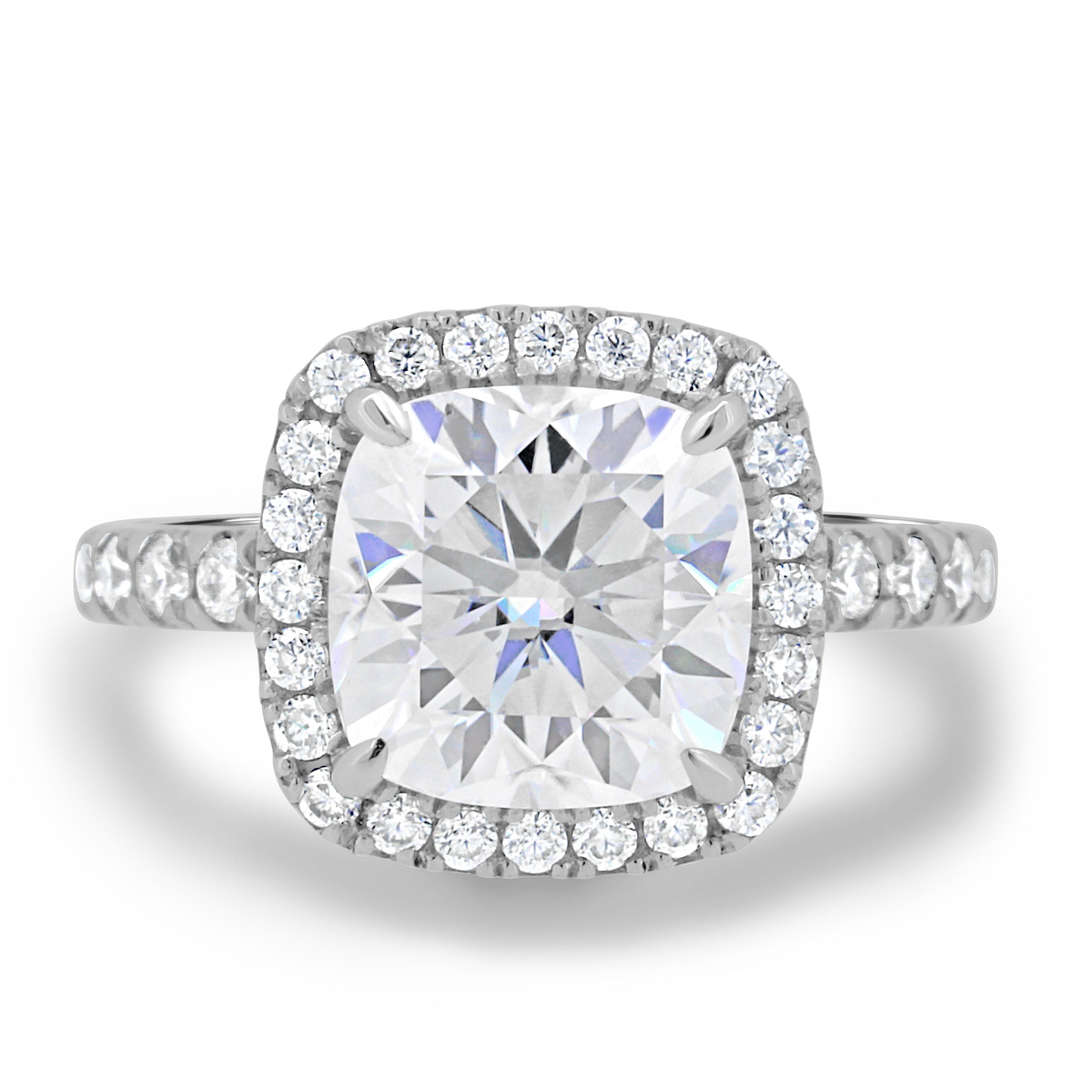 2.50CT Cushion Moissanite Halo Pave Setting Engagement Ring
