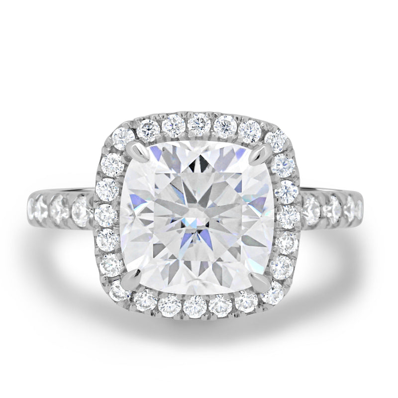 2.50CT Cushion Moissanite Halo Pave Setting Engagement Ring