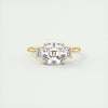 2CT  Asscher Cut Moissanite 3 Stones Engagement Ring