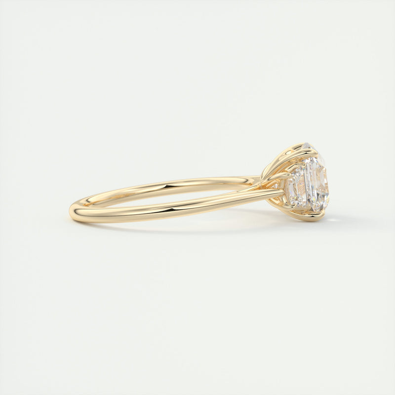 2CT  Asscher Cut Moissanite 3 Stones Engagement Ring