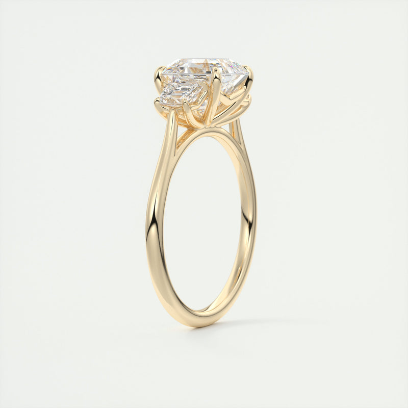 2CT  Asscher Cut Moissanite 3 Stones Engagement Ring