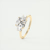 2CT  Asscher Cut Moissanite 3 Stones Engagement Ring