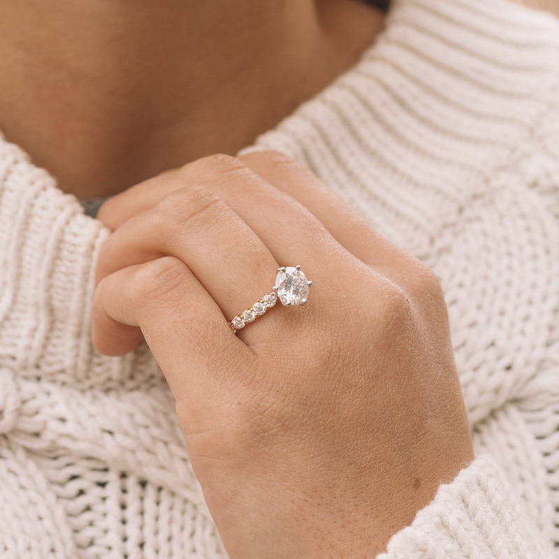 1.90CT Round Cut Moissanite Six Prong Engagement Ring in 14K Rose Gold