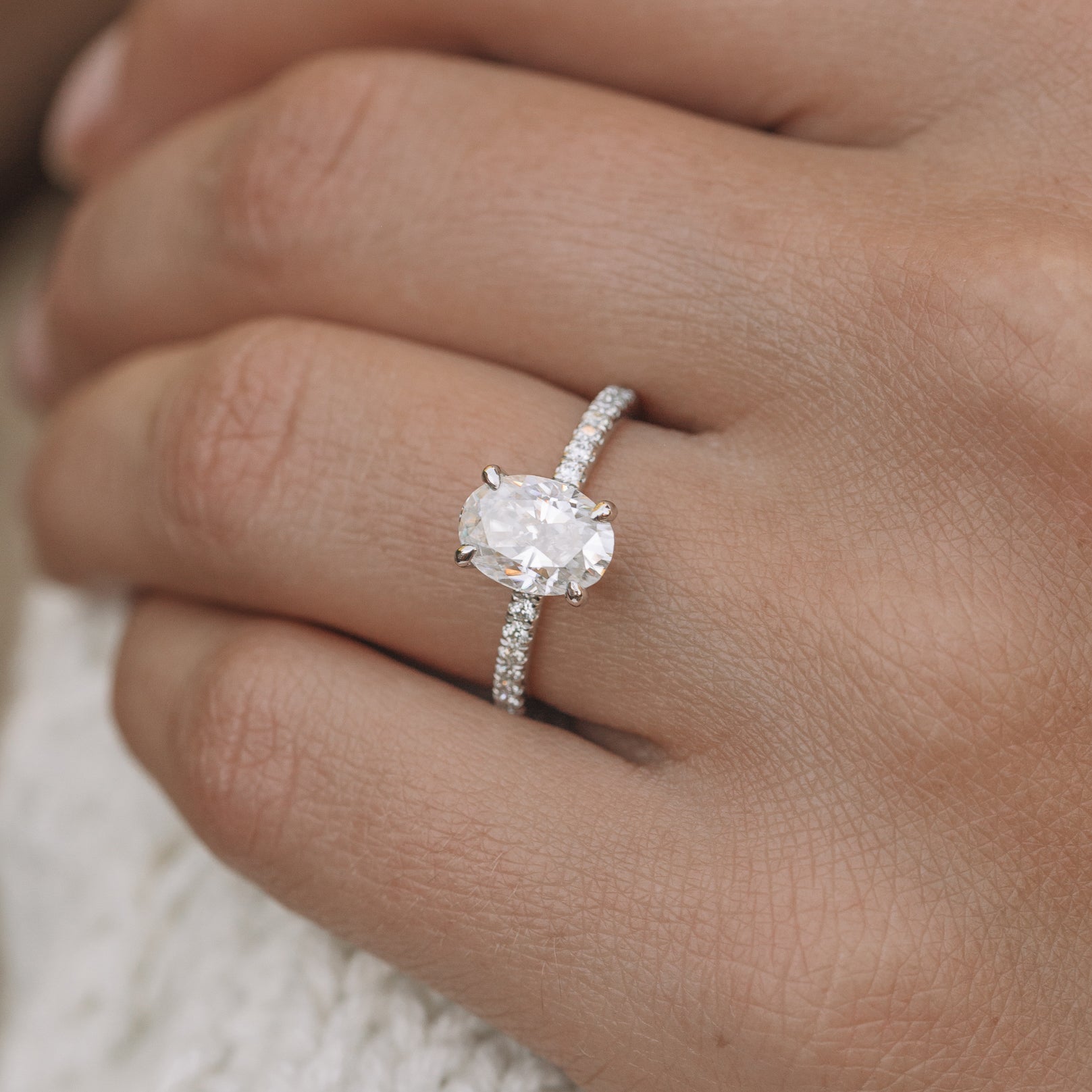 1.80 - 3.80 CT Oval Cut Moissanite Hidden Halo Engagement Ring