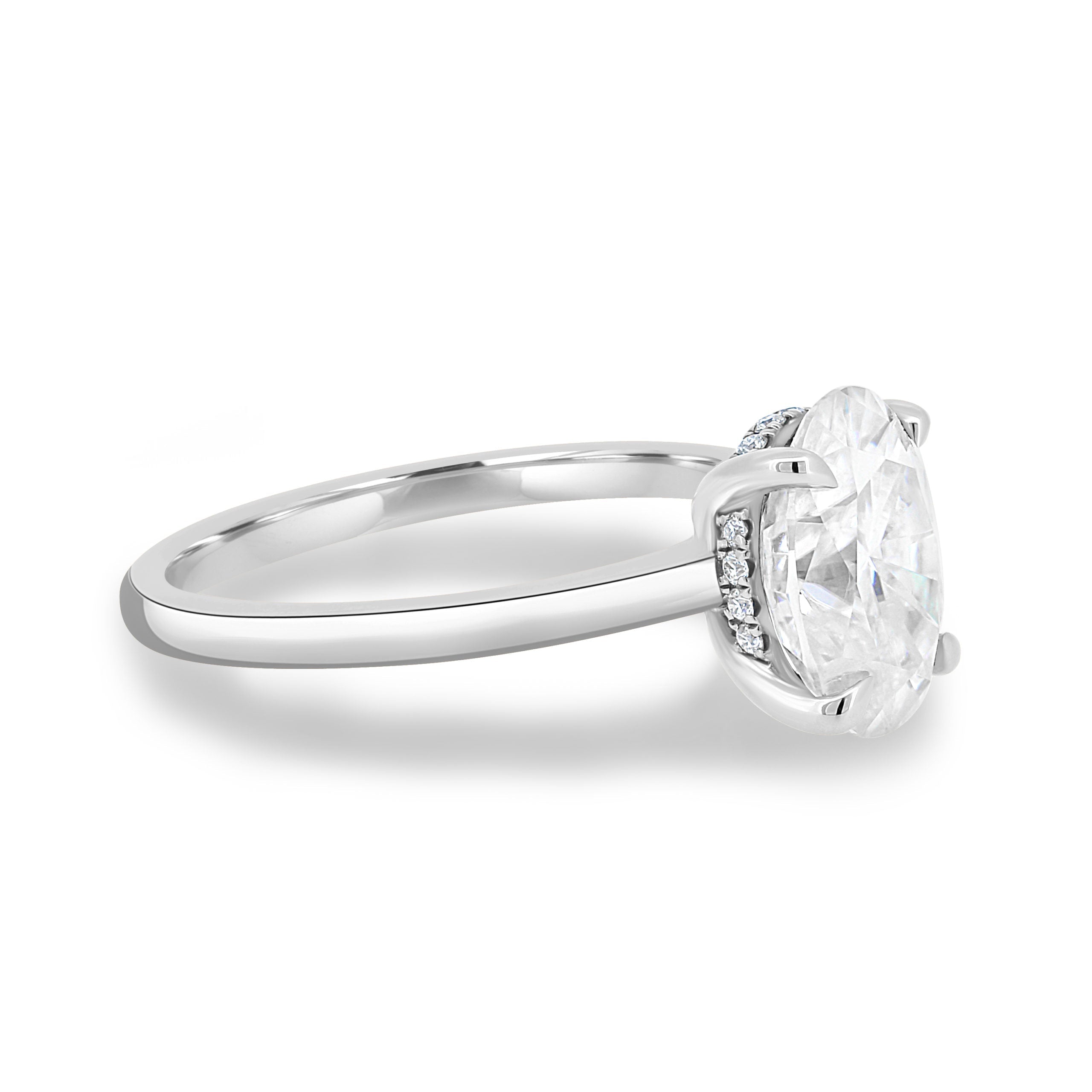 2.05CT Oval Cut Moissanite Hidden Halo Engagement Ring