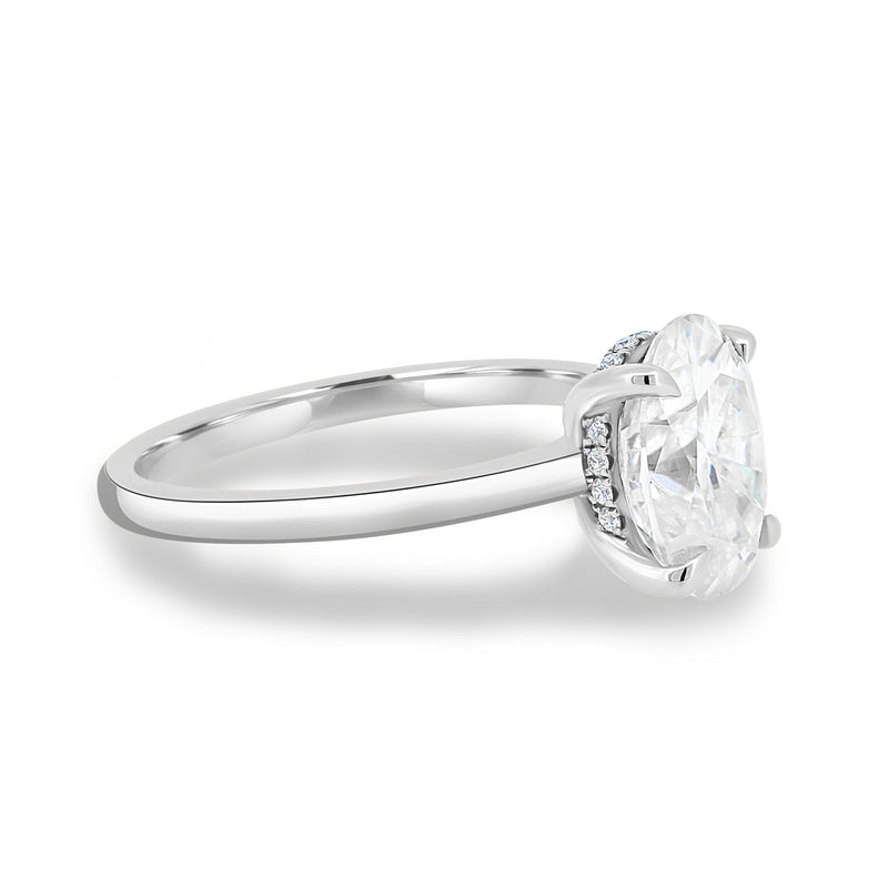 2.05CT Oval Cut Moissanite Hidden Halo Engagement Ring