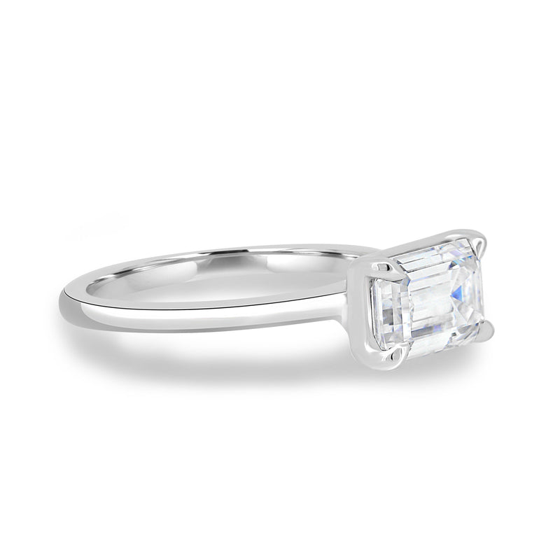 1.60CT East West Emerald Cut Moissanite Engagement Ring