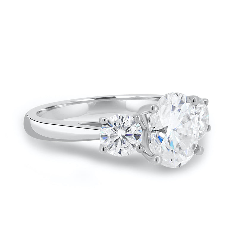 2.35CT Oval Cut Moissanite Three Stone Engagement Ring