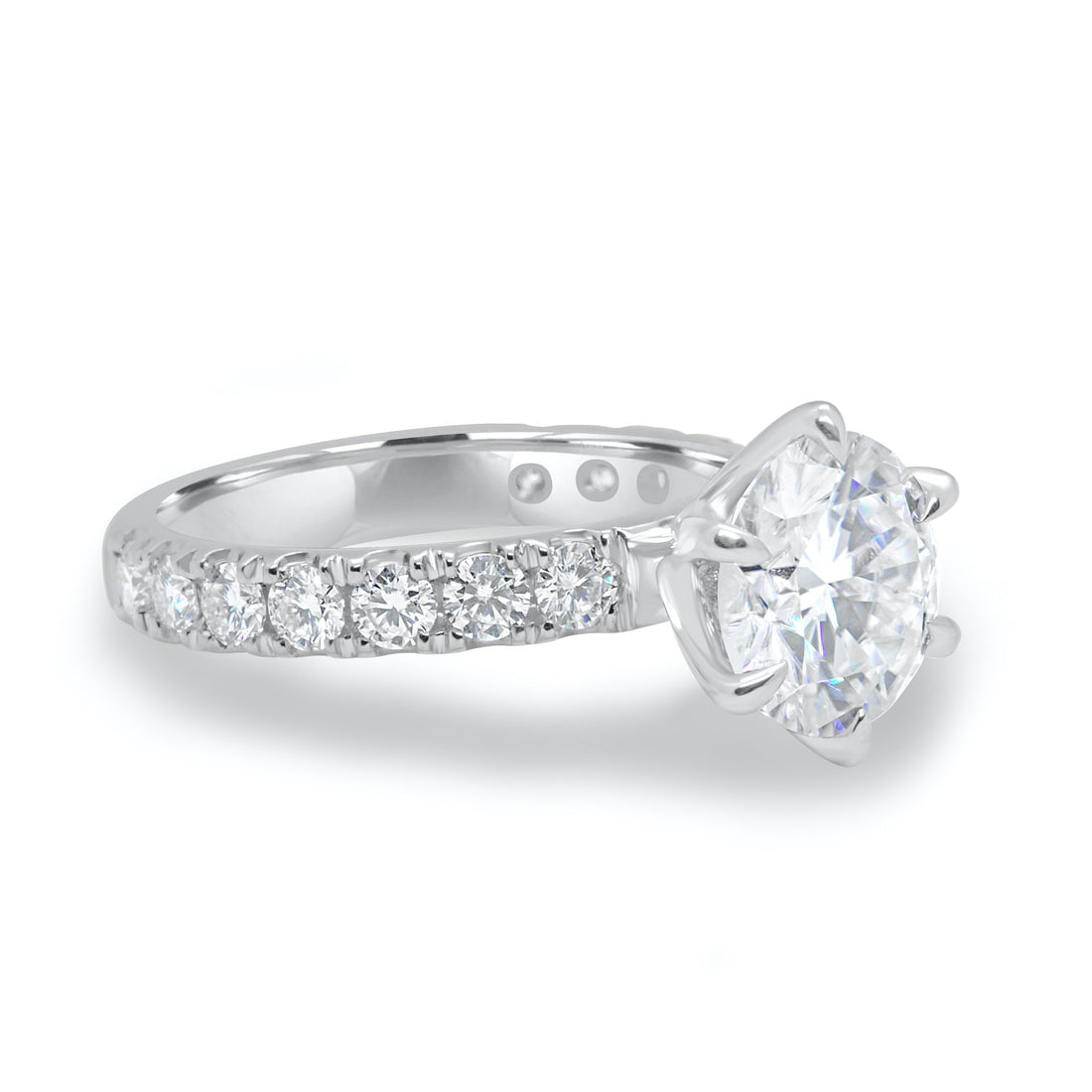 1.90CT Round Cut Moissanite Six Prong Engagement Ring in 14K Rose Gold