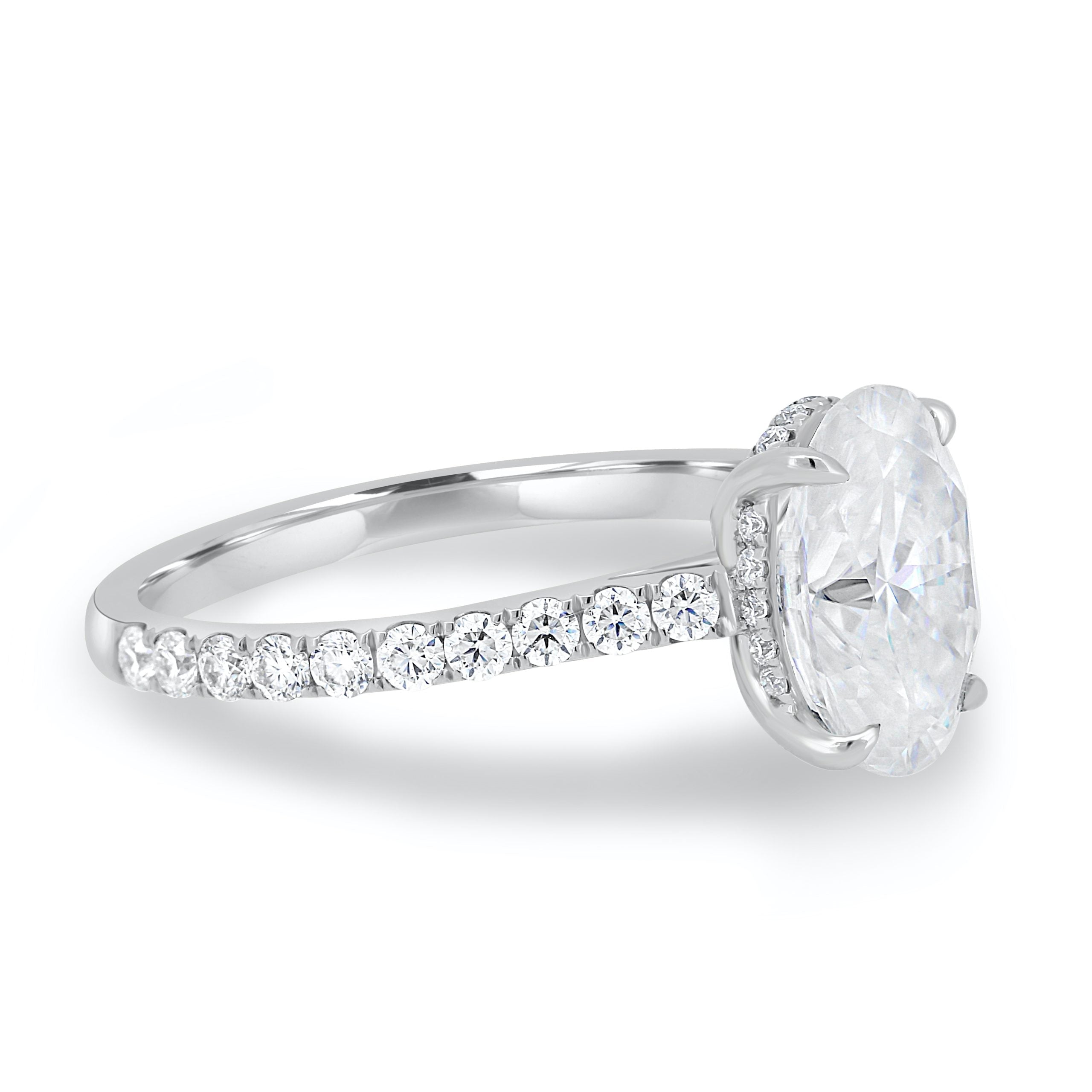 2.05CT Oval Cut Moissanite Hidden Halo Pave Setting Engagement Ring