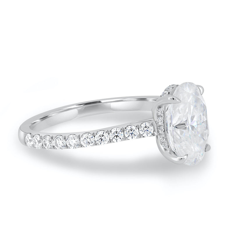 2.05CT Oval Cut Moissanite Hidden Halo Pave Setting Engagement Ring