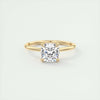 2CT Cushion Moissanite Solitaire Engagement Ring With Hidden Halo Setting